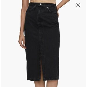 Mango Black Denim Midi Skirt